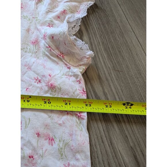 Carole Hochman Pink Floral Lace Trim Nightgown With Pocket & Button Front - Picture 8 of 9